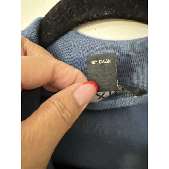 L X R I 100% Cashmere Blue Henley Polo Sweater Mens Sz M Preppy - Picture 3 of 7
